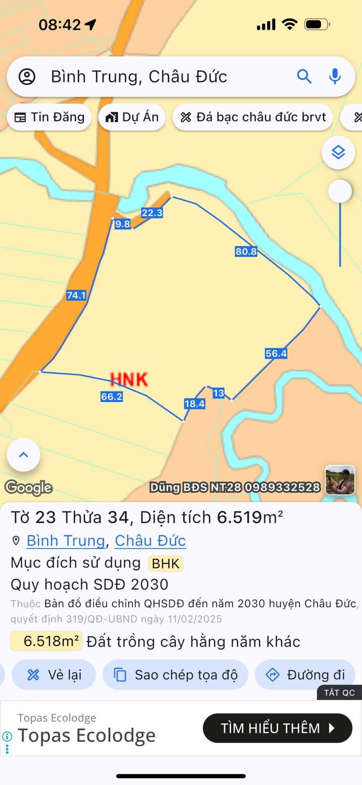 Đất nền 6.500m² Bình Trung, Châu Đức - Mặt tiền đường nhựa, giá 4.2 tỷ VND!