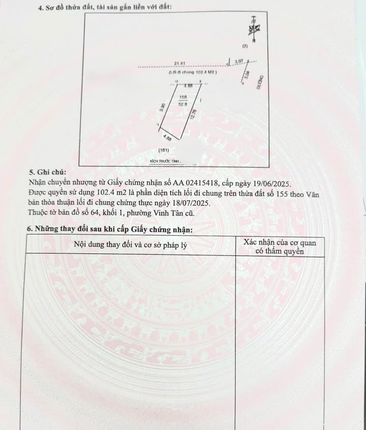 Đất nền Vinh Tân 53m² giá 1.7 tỷ - Hướng Bắc, ô tô vào tận nơi!
