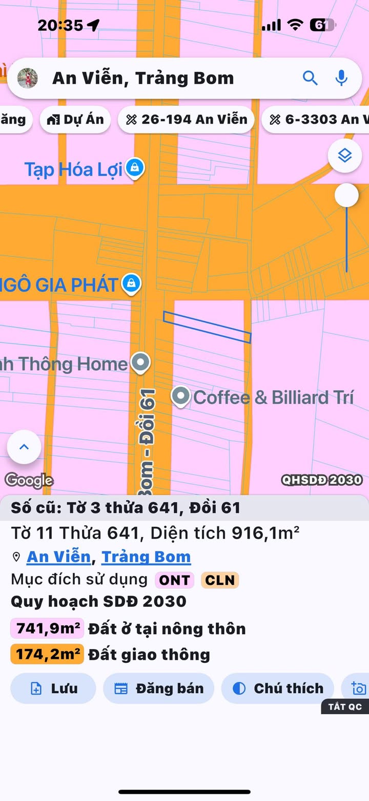 Đất thổ cư mặt tiền xã Đồi 930m² giá 5.5 tỷ - Cơ hội đầu tư tuyệt vời!