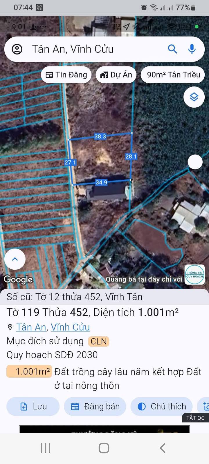 Đất nền Vĩnh Tân 3600m² giá 1.8 tỷ - Chính chủ bán gấp!