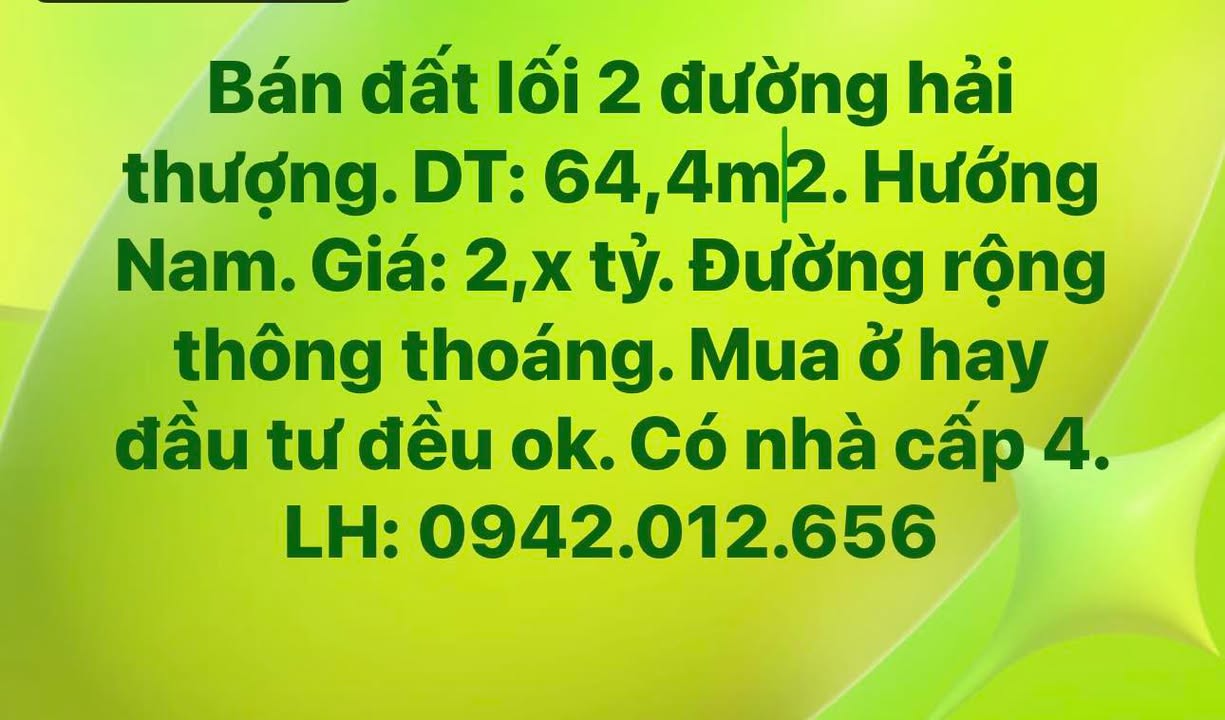 Đất bán đường Hải Thượng, 64.4m² giá 2 tỷ - Đầu tư sinh lời hấp dẫn!