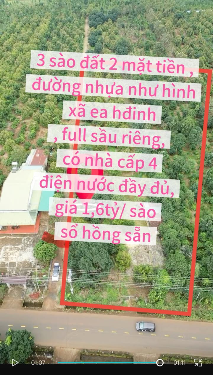 Đất Farm 3 sào đường nhựa xã Ea H'đinh 3600m² giá 4.8 tỷ - Đầu tư sinh lời ngay!