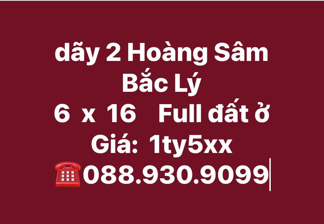Đất nền phường Bắc Lý Đồng Hới 101m² giá 1.5 tỷ - Đường Hoàng Sâm cao ráo, không ngập lụt!