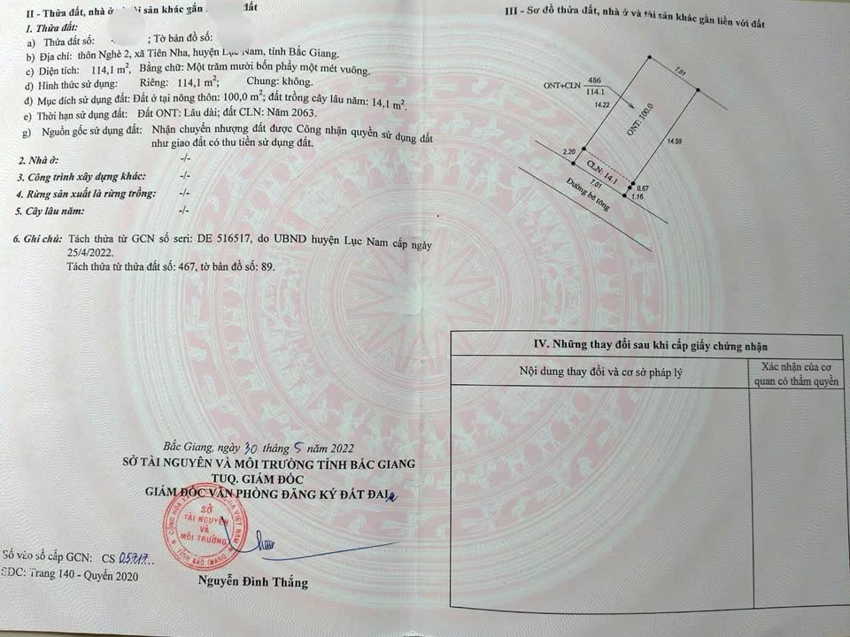 Đất thổ cư Tiên Nha, Lục Nam 115m² giá 500 triệu - Cơ hội đầu tư hấp dẫn!