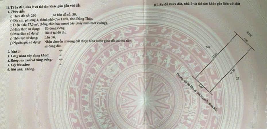 Đất nền Nguyễn Sinh Sắc, Cao Lãnh 77.5m² giá 2 tỷ - An ninh tốt, gần trường học!