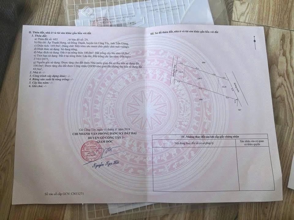 Đất nền Ấp Thạnh Hưng, Gò Công Tây 183m² giá 350 triệu - Sổ đỏ chính chủ, công chứng ngay!