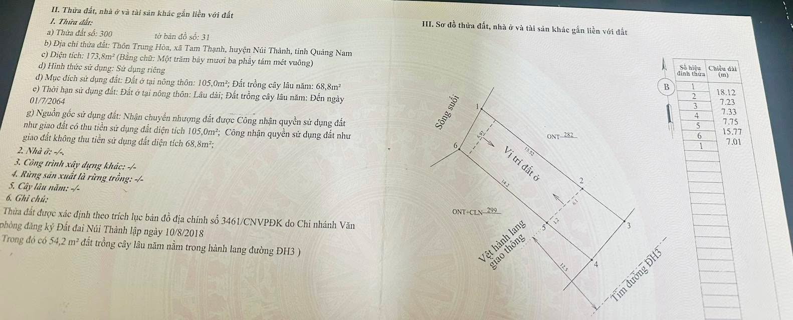 Đất nền đường DH 3, xã Tam Thạnh, 175m² giá 700 triệu - Đầu tư sinh lời ngay!