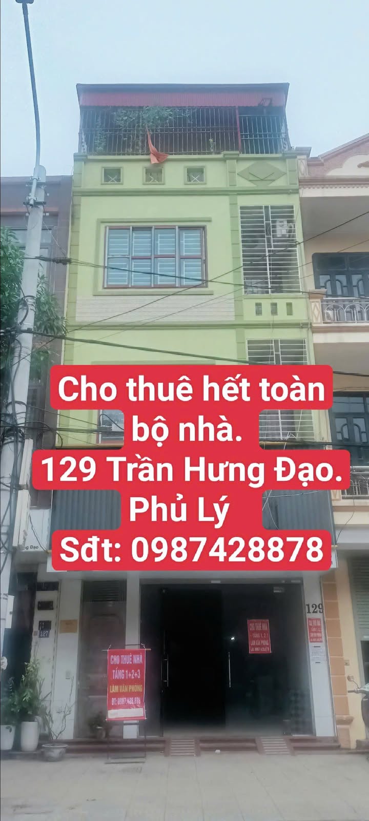 Nhà cho thuê tại 129 Trần Hưng Đạo, Phủ Lý, Hà Nam - Giá thỏa thuận hấp dẫn!