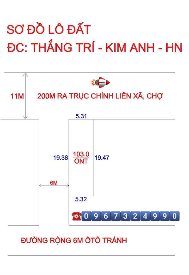 Đất nền Kim Anh, Sóc Sơn 103m² giá 3 tỷ - Lô góc vị trí đắc địa!