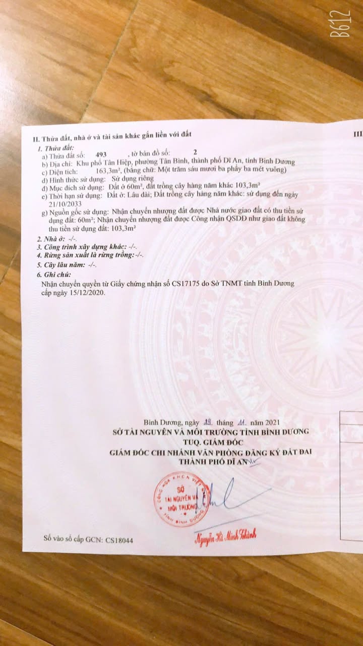 Đất nền Tân Đông Hiệp, Dĩ An 163m² giá 1.55 tỷ - Sổ đỏ chính chủ!