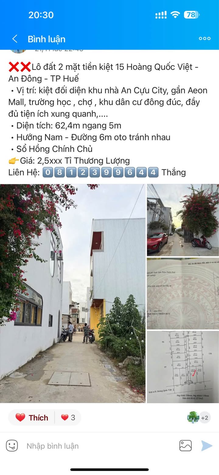 Đất 2 mặt tiền kiệt 15 Hoàng Quốc Việt, 62,4m² giá 2,5 tỷ - Sổ hồng chính chủ!