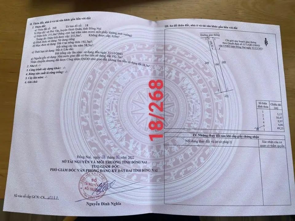 Đất nền Phú Tân, Định Quán 251m² giá 550 triệu - Cơ hội đầu tư hấp dẫn!