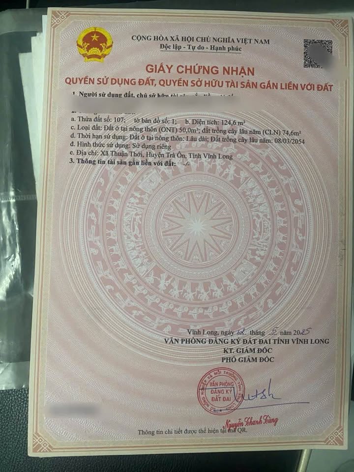 Đất nền Vĩnh Xuân Trà Ôn 125m² giá 150 triệu - Sổ hồng chính chủ