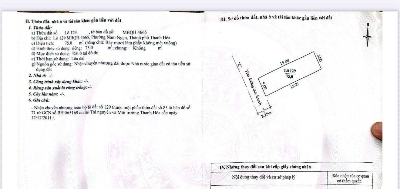 Đất nền Nam Ngạn, Thanh Hóa 75m² giá 3 tỷ - Hướng Đông, đầu tư lý tưởng!