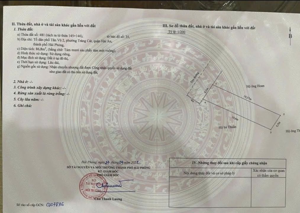 Đất nền 86.8m² mặt đường Tân Vũ 2, Hải An - Sổ đỏ chính chủ, giá thỏa thuận!
