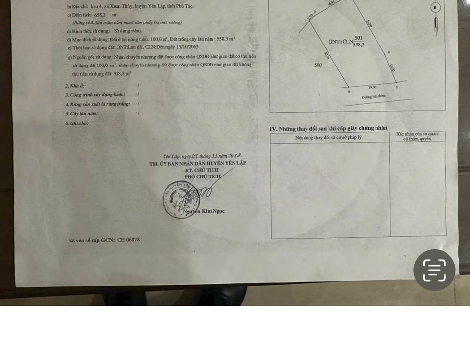 Bán lô đất 660m² khu phố 4 Xuân Thủy, Yên Lập - Mặt tiền rộng, vị trí đắc địa!