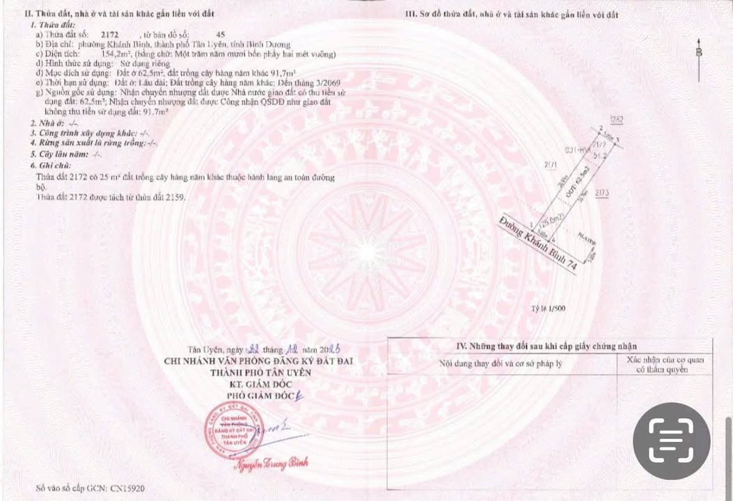 Đất thổ cư Khánh Bình, Tân Uyên 155m² giá 2.1 tỷ - Cơ hội đầu tư không thể bỏ qua!