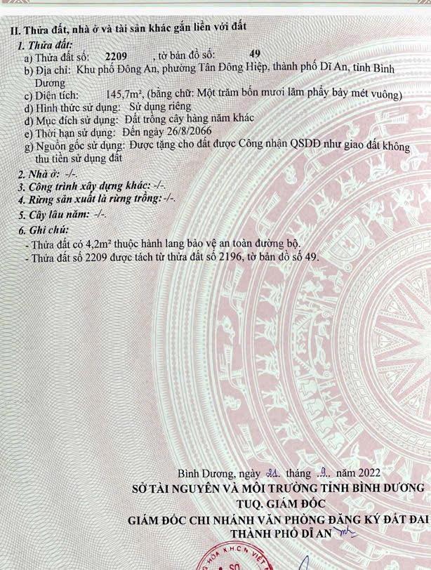 Lô đất chính chủ tại Dĩ An 145m² giá 5.1 tỷ - Vị trí đắc địa, gần chợ Đông An!