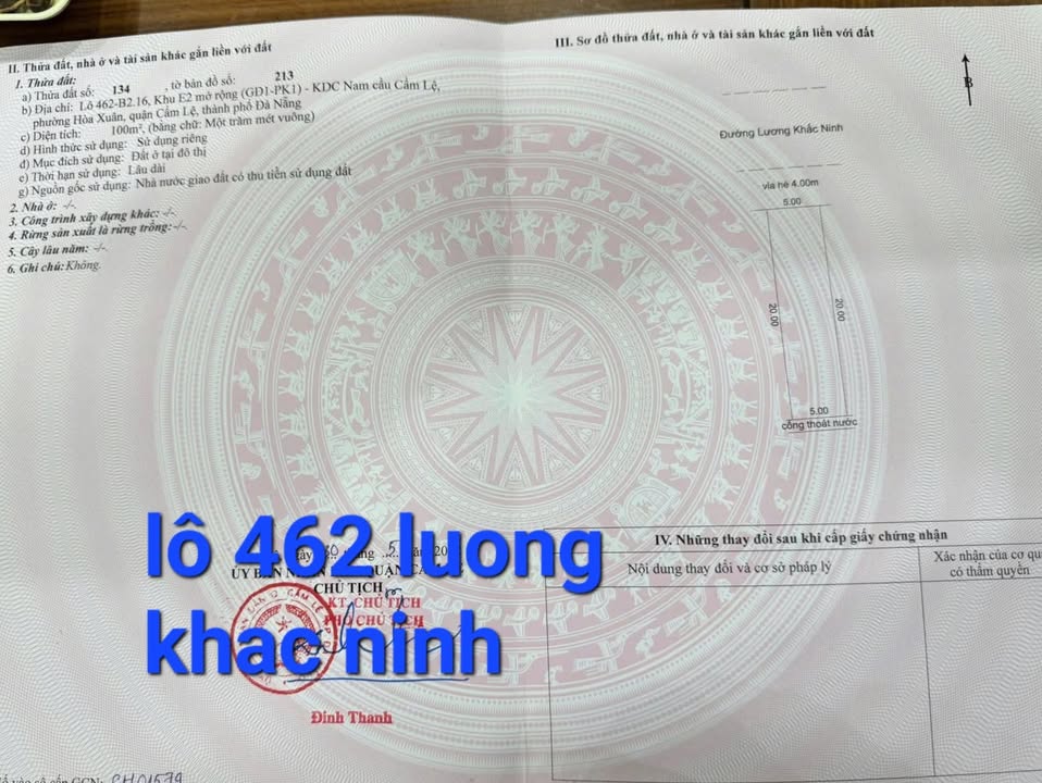 Đất nền đường Lương Khắc Ninh, Đà Nẵng 100m² giá 4.79 tỷ - Đường thông, dân cư đông đúc!