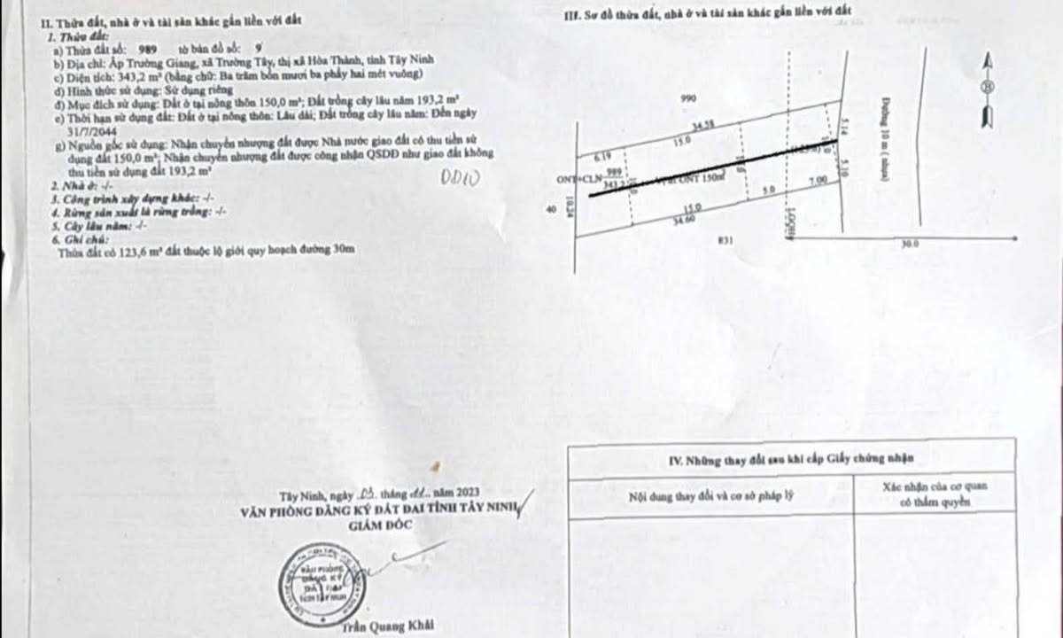 Đất nền Hòa Thành Tây Ninh 172m² chỉ 168 triệu - Cơ hội đầu tư hấp dẫn!