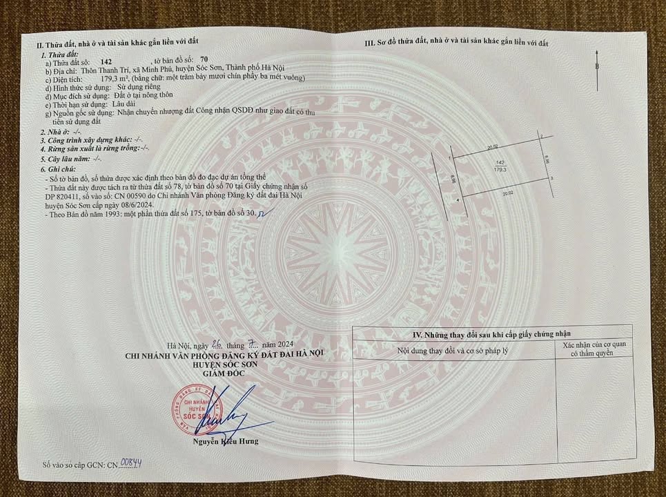 Đất thổ cư Minh Phú Sóc Sơn 179m² giá chỉ 25 triệu/m² - Đường ô tô vào tận nơi!