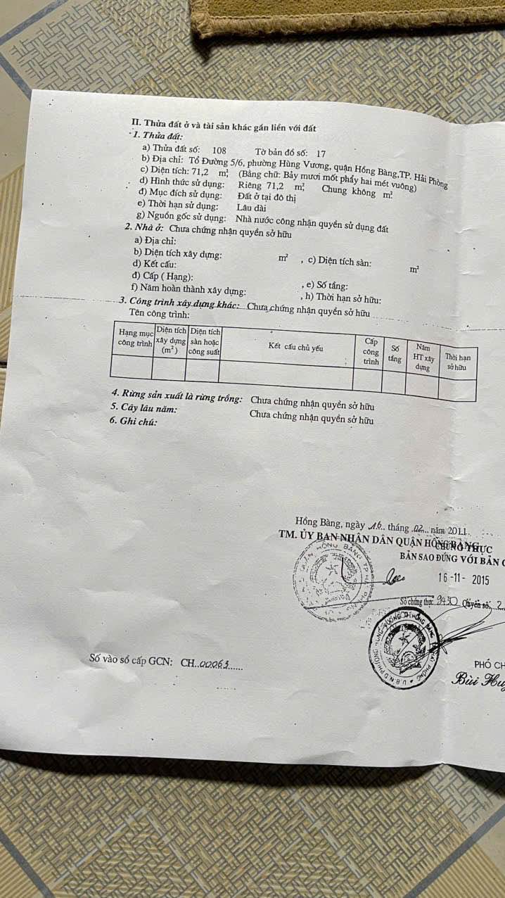 Nhà cấp 4 Hùng Vương, Hồng Bàng 71m² giá 1.5 tỷ - Cơ hội đầu tư hấp dẫn!