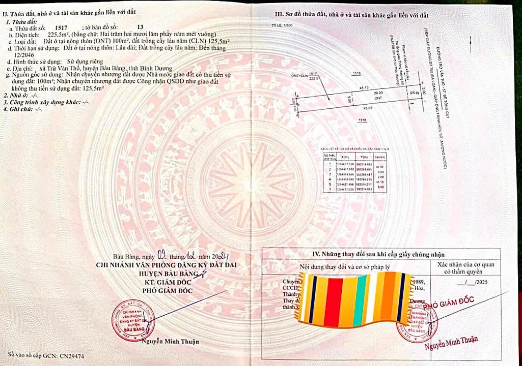 Đất nền Trừ Văn Thố - Bàu Bàng 225m² giá 800 triệu - Cơ hội đầu tư tuyệt vời!