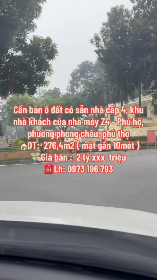 Đất nền khu nhà khách nhà máy Z4 - Phong Châu, 276m² giá 2 tỷ - Đầu tư lý tưởng!