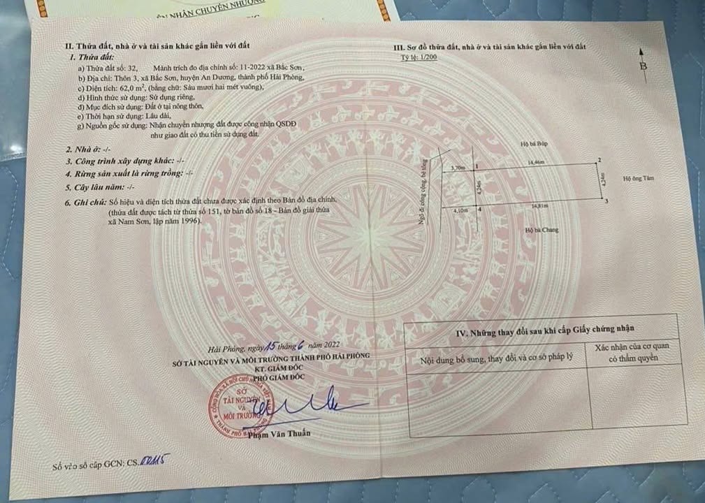 Đất thổ cư 62m² thôn 3, xã Bắc Sơn, An Dương giá chỉ 900 triệu - Ô tô vào tận nơi!