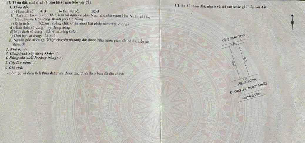 Đất nền Hòa Ninh - 92,5m² giá 2,3 tỷ - Đầu tư tiềm năng ngay!