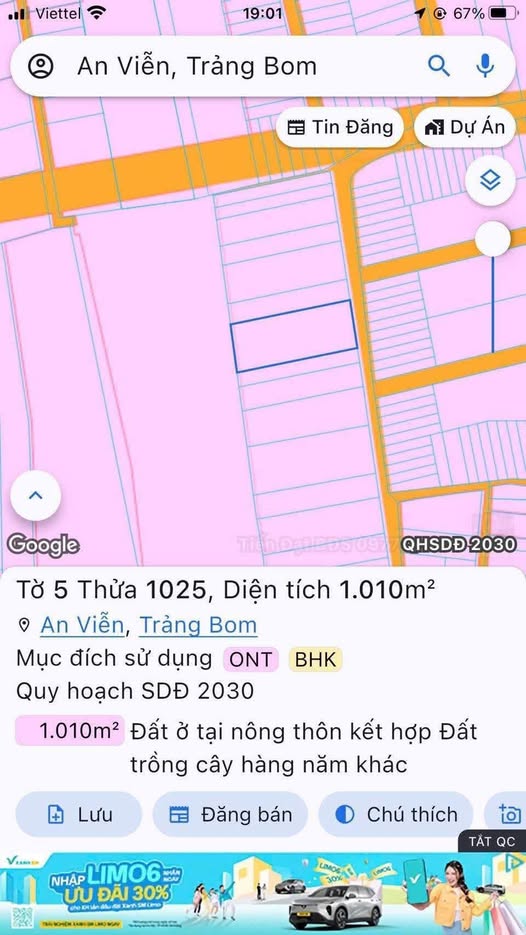 Đất thổ cư ấp 4 An Viễn 1000m² giá 5.7 tỷ - Cơ hội đầu tư hấp dẫn!