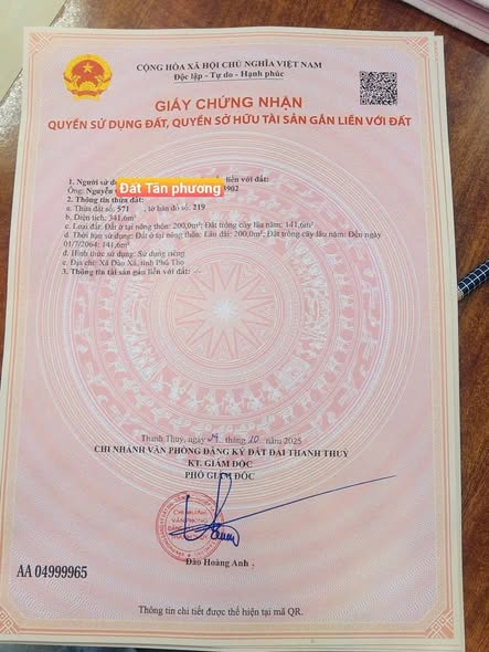 Đất nền Đào Xá, Thanh Thủy 341.6m² giá 1 tỷ - Đường rộng, dân cư đông đúc!