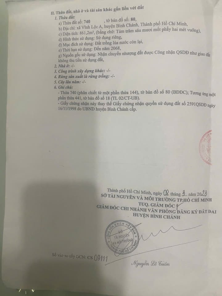 Đất sổ đỏ Vĩnh Lộc A 861m² giá 9.5 tỷ - Mặt tiền đường Liên ấp 1-2