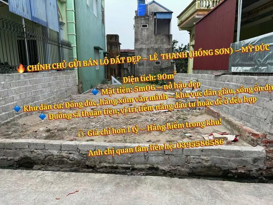 Đất nền Hồng Sơn, Mỹ Đức 90m² giá 1 tỷ - Đầu tư sinh lời tiềm năng!