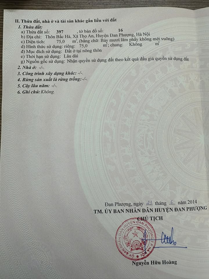 Đất đấu giá Liên Minh Hoài Đức 75m² giá chỉ 7.125 tỷ - Sổ đỏ chính chủ!