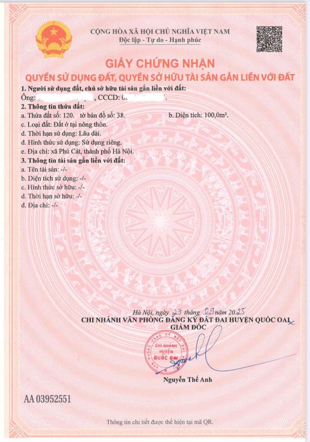 Đất nền Phú Cát 100m² giá chỉ 2 tỷ - Đầu tư sinh lời ngay!