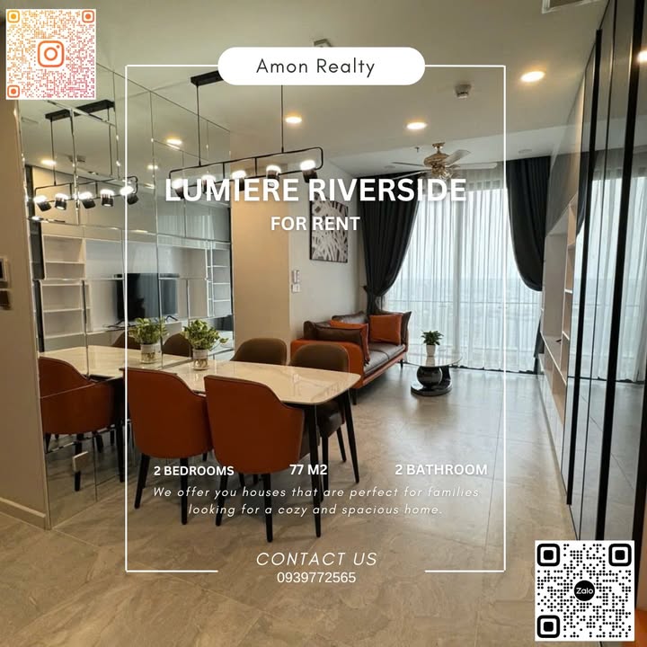 Căn hộ 77m² tại Lumiere Riverside, Thủ Đức - Full nội thất, view thành phố đẹp!