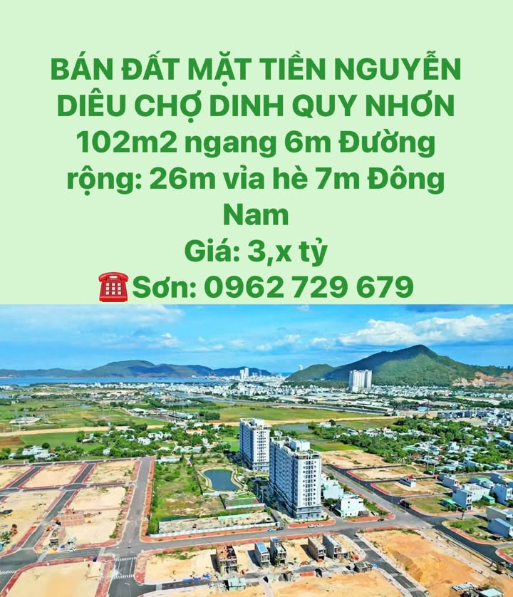 Đất nền mặt tiền đường Nguyễn Diêu, Quy Nhơn 105m² giá 3.45 tỷ - Đầu tư sinh lời ngay!
