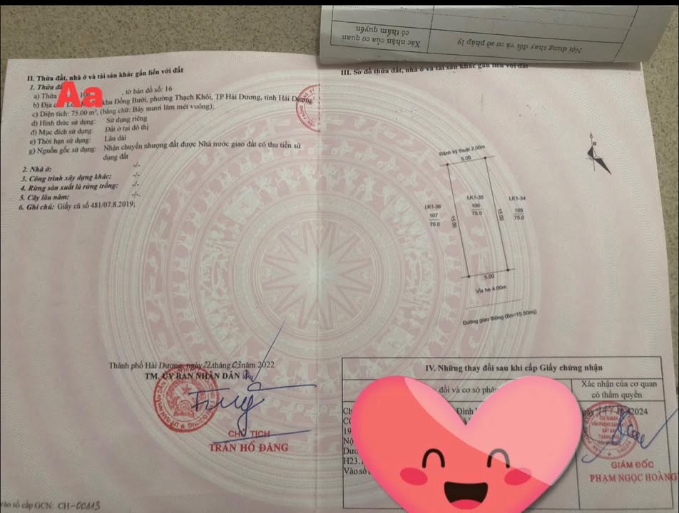 Đất nền dự án Đồng Bưởi Thạch Khôi 75m² giá 4 tỷ - Sổ đỏ chính chủ!