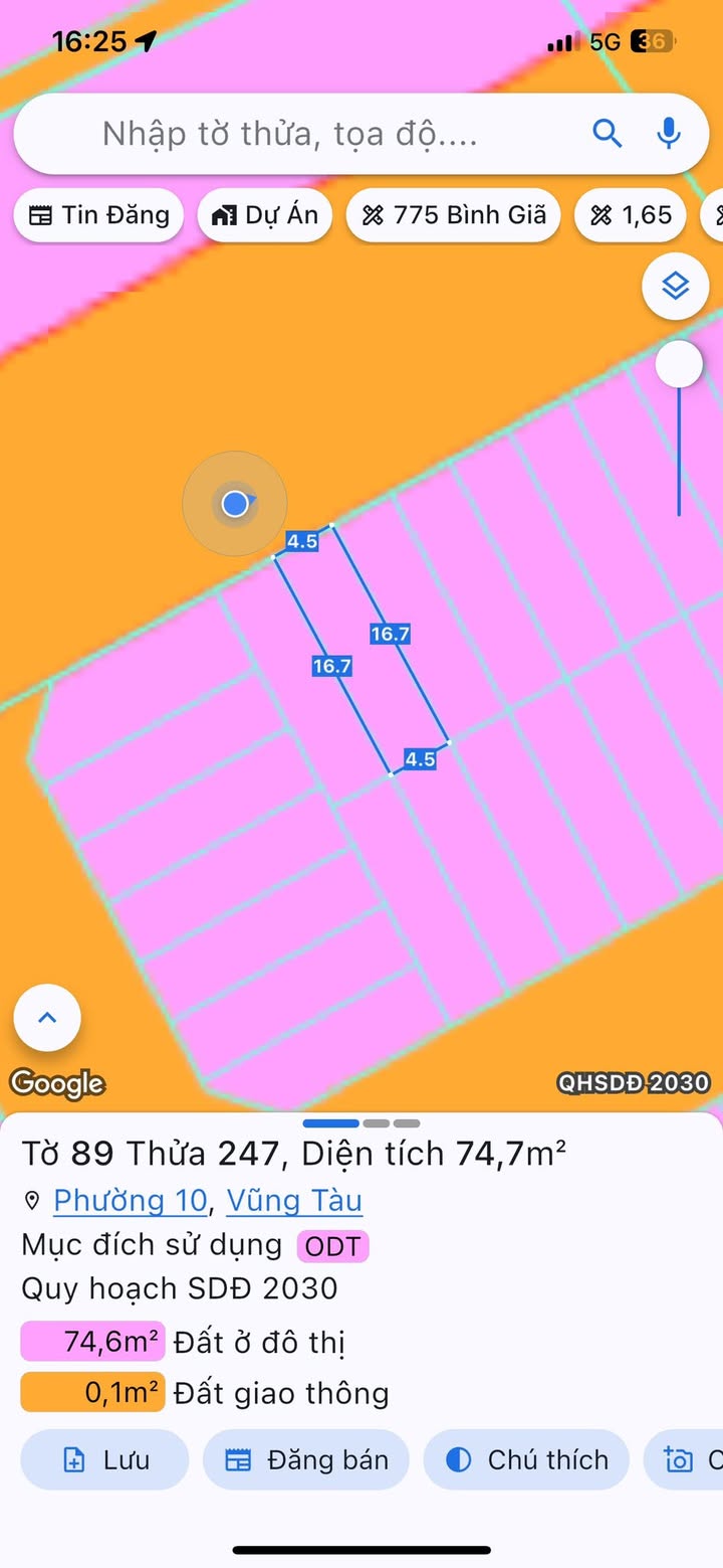 Bán đất thổ cư 74m² mặt tiền đường Trần Đại Nghĩa - Vũng Tàu chỉ 8 tỷ!