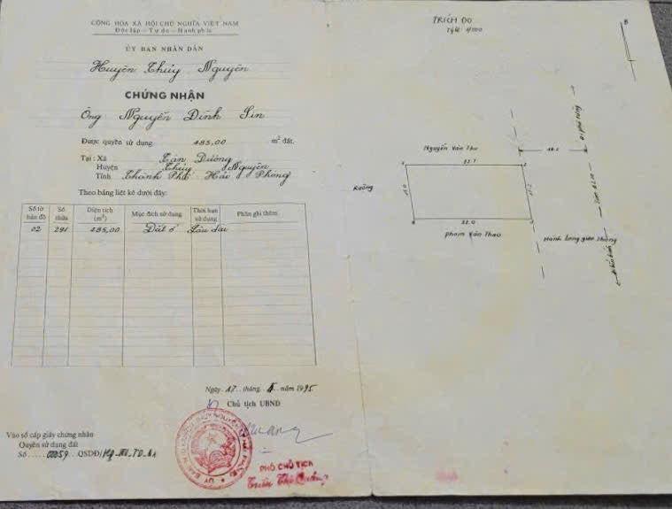 Đất nền Thủy Nguyên Hải Phòng 485m² giá chỉ 100 triệu/m² - Đầu tư sinh lời ngay!