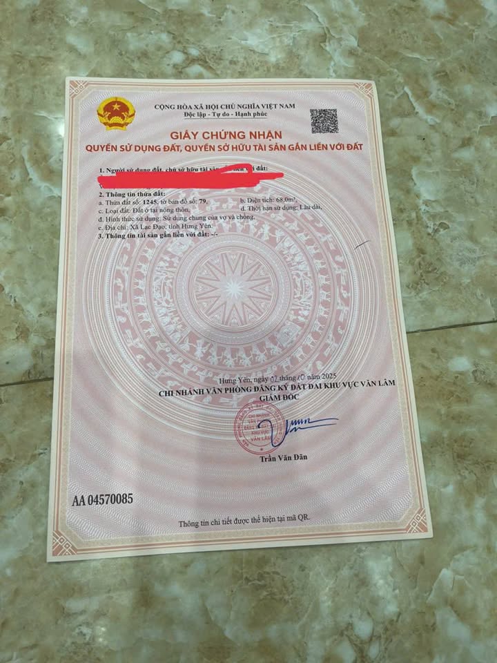 Đất thổ cư 68m² chính chủ tại Lạc Đạo, Hưng Yên - Giá thương lượng nhanh chóng!