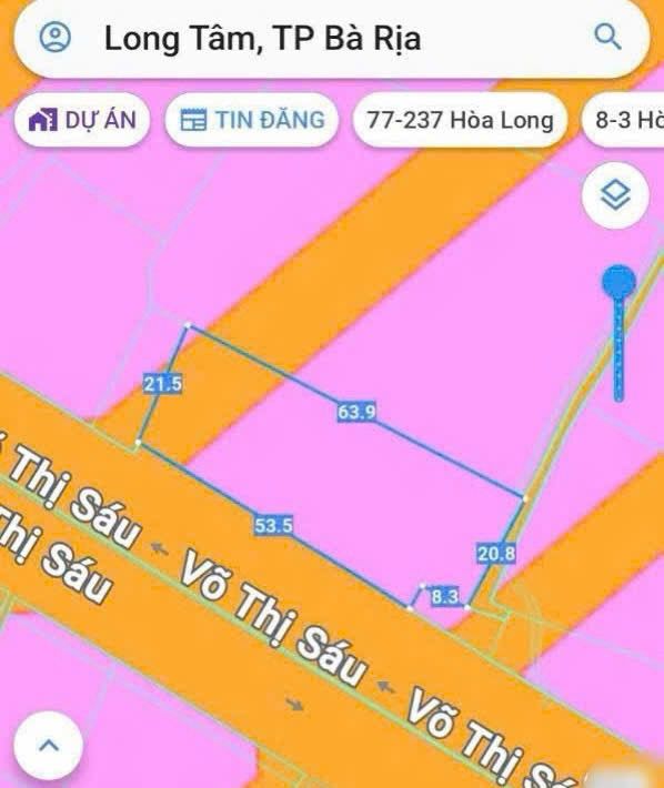 Đất nền mặt tiền Võ Thị Sáu, Long Tâm, Bà Rịa - 1.447m² - Vị trí đắc địa!
