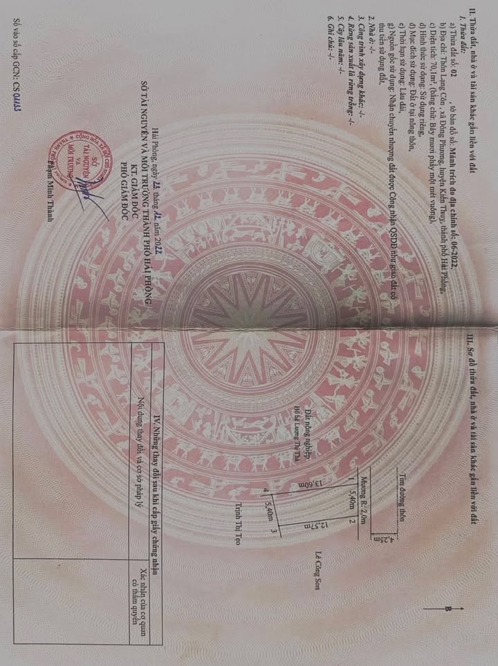 Lô đất đẹp xã Đông Phương, Kiến Thụy 70m² giá chỉ 1.88 tỷ - Đầu tư sinh lời cao!