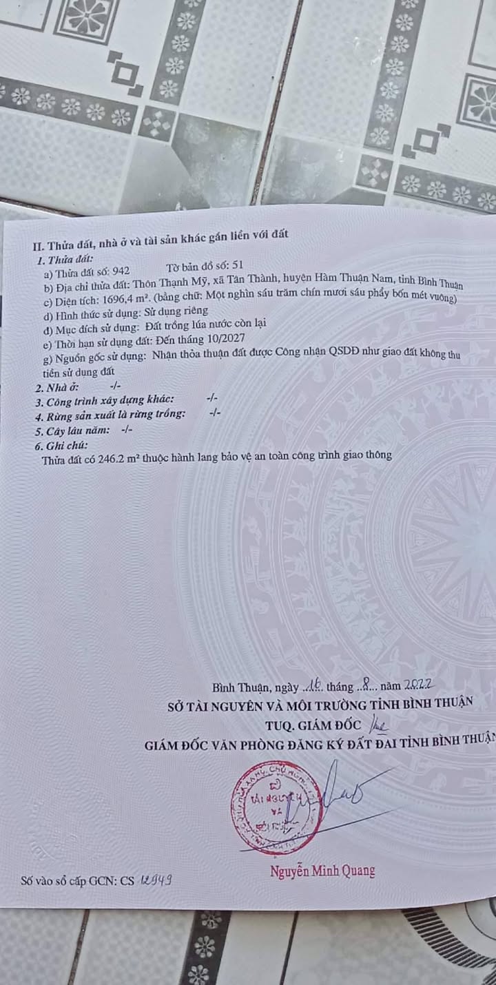 Đất mặt tiền đường 719, Tân Thành, Hàm Thuận Nam 1430m² giá 14.3 tỷ - Đầu tư sinh lời!