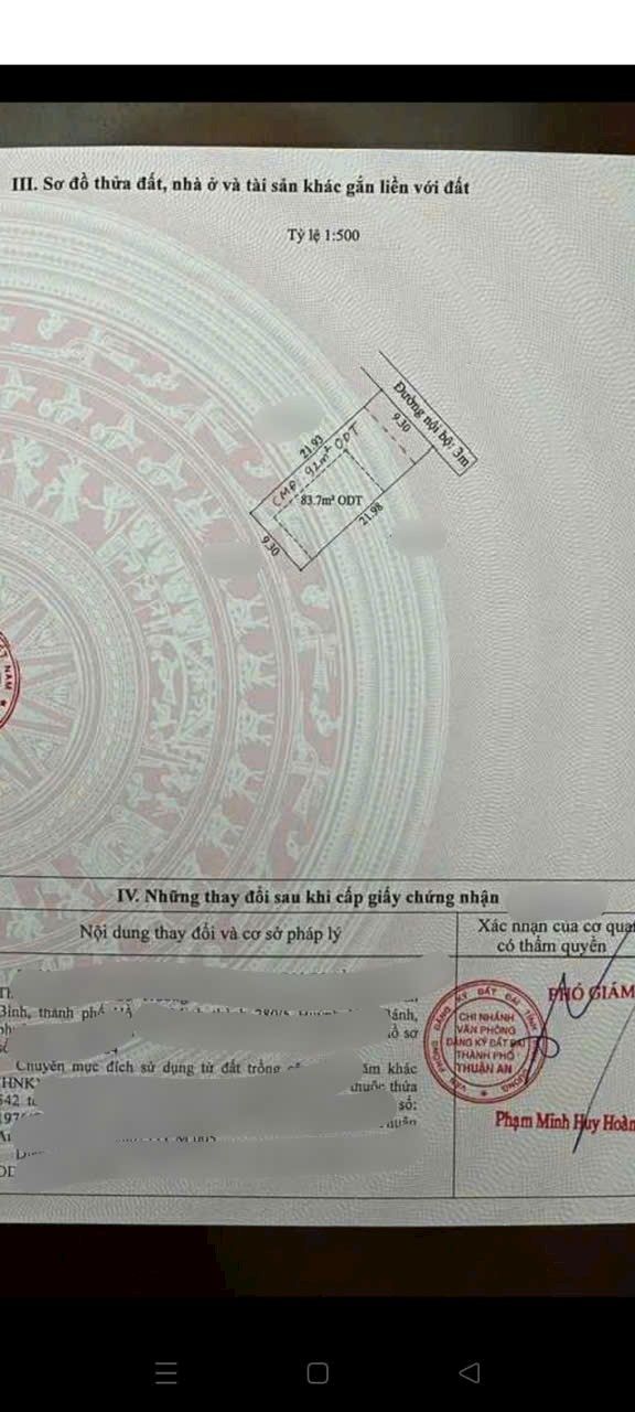 Đất thổ cư Vĩnh Phú Thuận An 204m² giá 6.2 tỷ - Đầu tư sinh lời tuyệt vời!