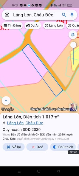 Đất nền Láng Lớn, Châu Đức 972m² giá 1.5 tỷ - Pháp lý rõ ràng, thương lượng tốt!