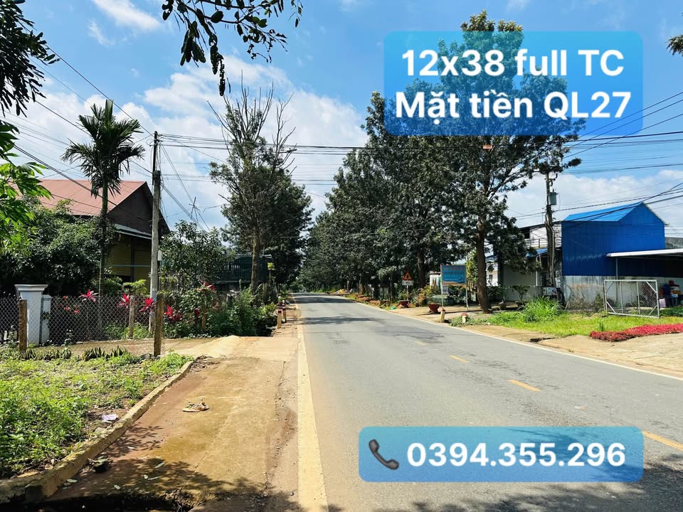 Đất nền mặt tiền Quốc Lộ 27, xã Hiệp Thạnh, 456m² - Đầu tư sinh lời ngay!