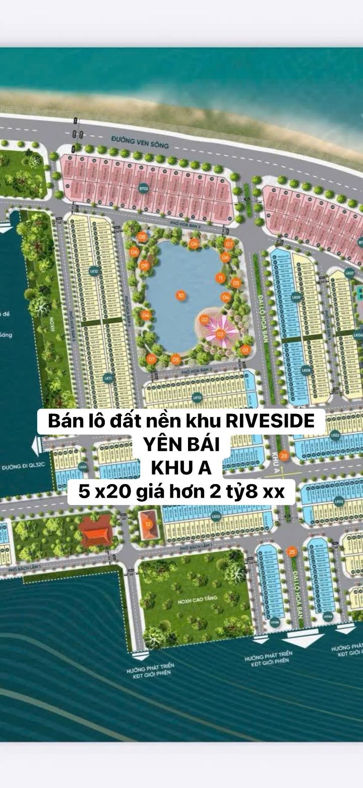 Đất nền Riverside Khu A, Yên Bái - 100m² chỉ 2.8 tỷ - Sổ đỏ chính chủ sẵn sàng giao dịch!