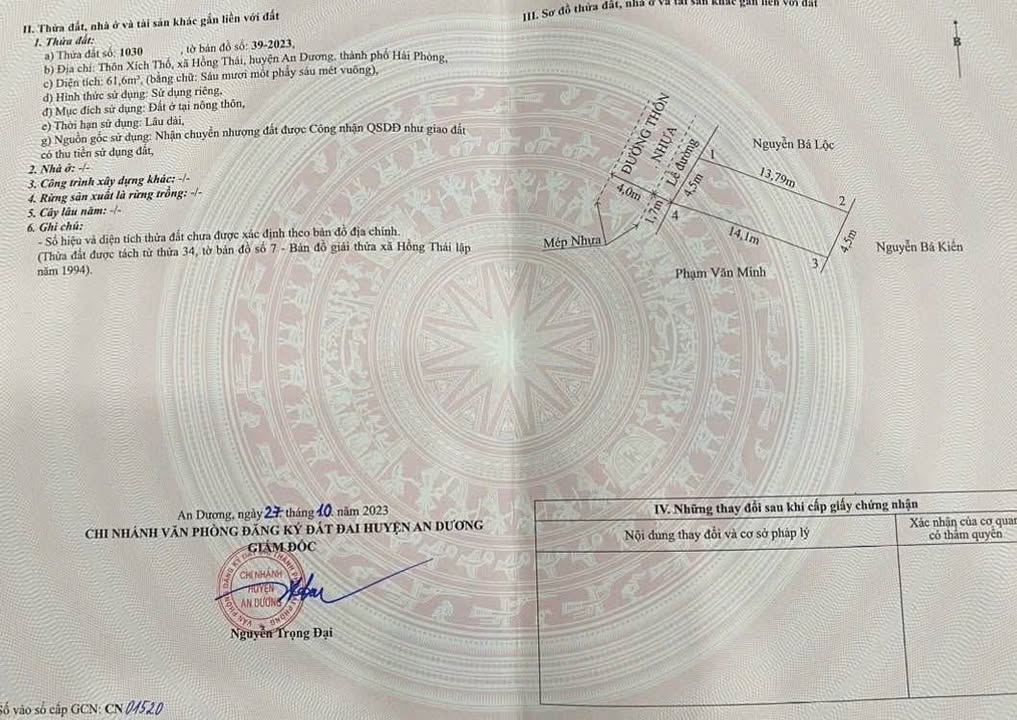 Đất mặt đường nhựa Hồng Thái An Dương 62m² - Giá thỏa thuận, kinh doanh đắc địa!